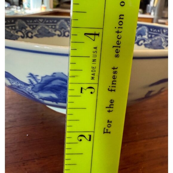 Vintage Chinese Blue/White Porcelain Bowl Mountains Water Home Fisherman - Picture 8 of 9